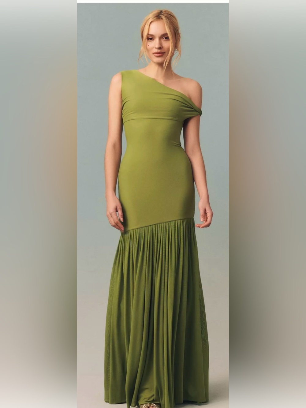 DEME BY GABRIELLA OFF-SHOULDER STRETCH MESH MAXI DRESS